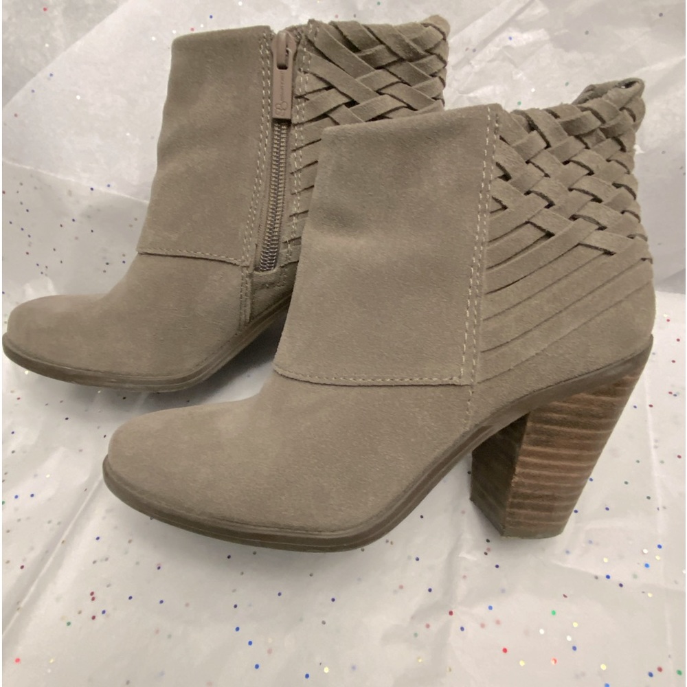 Jessica Simpson Taupe Suede Braided Ankle Booties